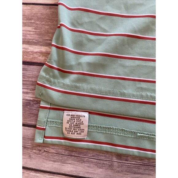Peter Millar XL Summer Comfort Polo Shirt Green orange Striped Stretch Golf - Picture 2 of 6